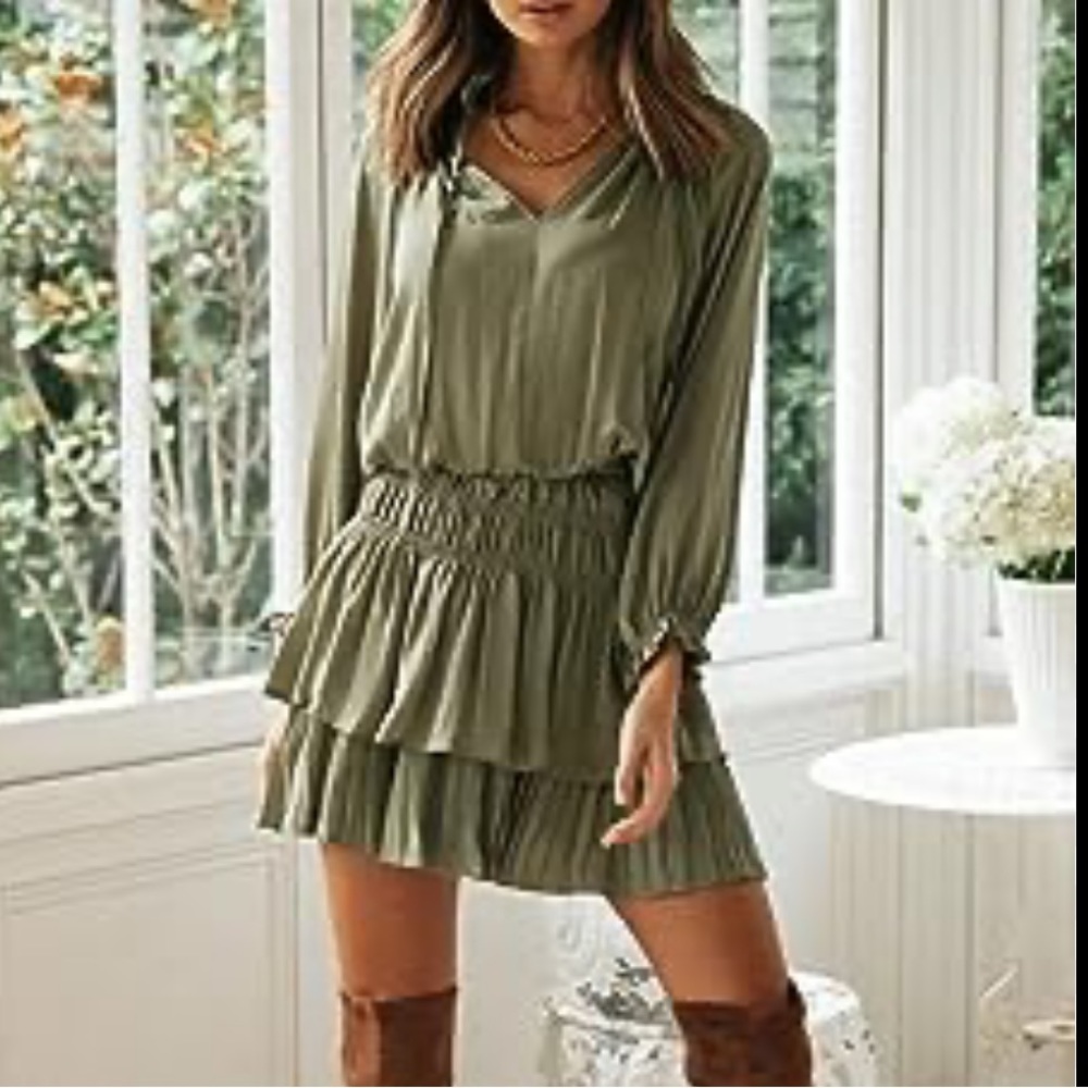 Sage Green Mini Dress